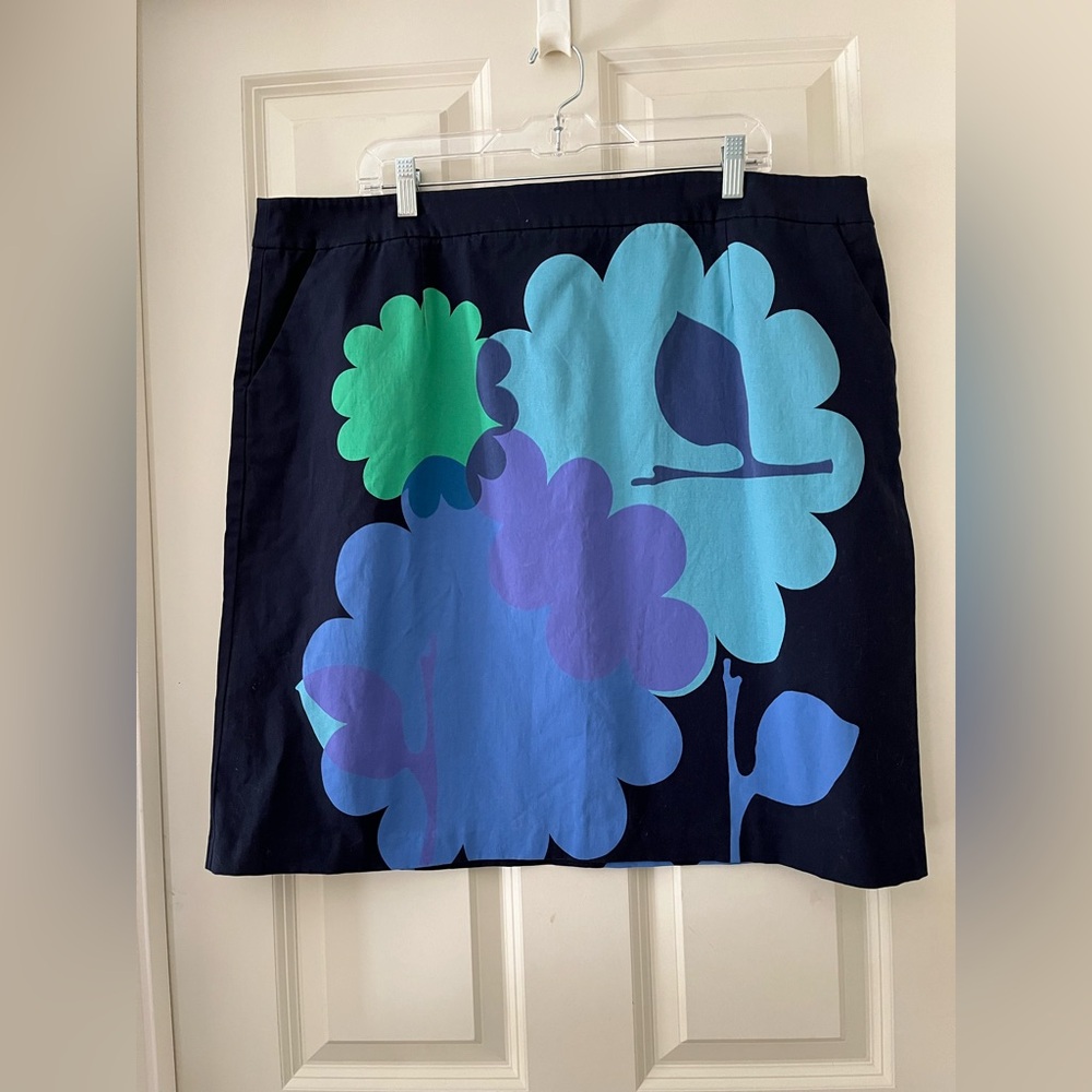 Women’s New Boden Navy Floral Skirt Retro with side zipper & pockets size 18L